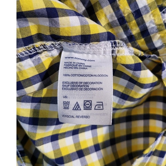Tommy Hilfiger Plaid Button Down Shirt Long Sleeve Checkered Yellow Black M - Picture 6 of 9